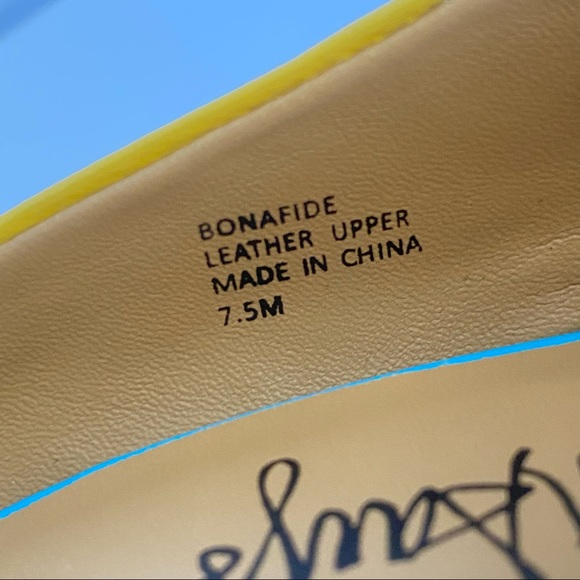 Taylor Says Bonafide yellow blue floral print open side pointed platform wedge - Picture 8 of 10